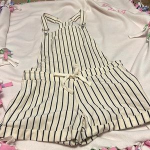 striped stretchy overalls